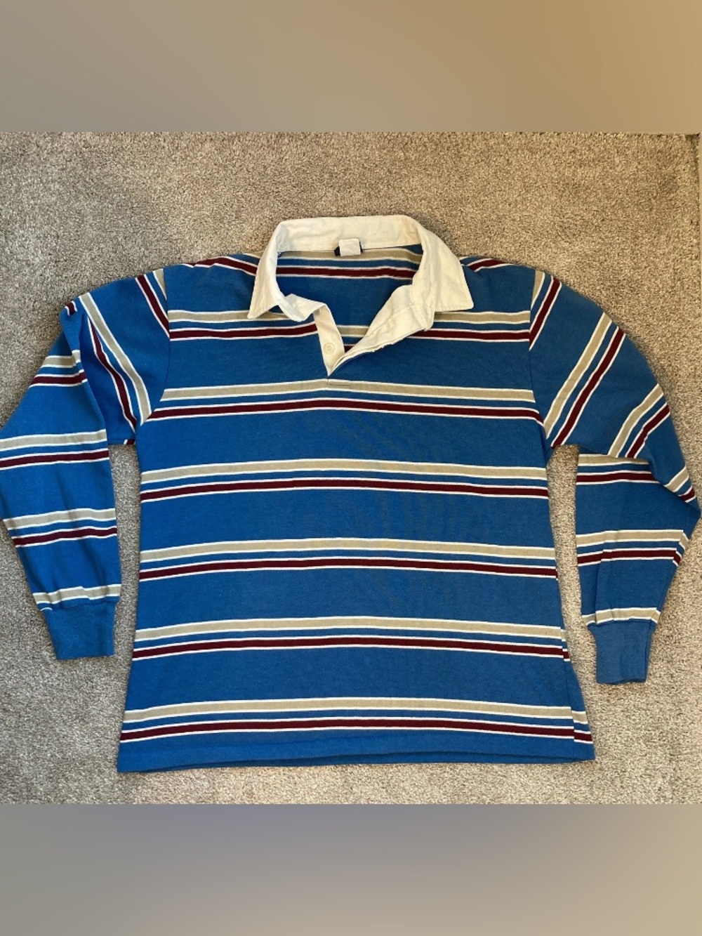 VINTAGE Levi’s 80s Long Sleeve Rugby Men’s Sz L Collared Striped Shirt USA